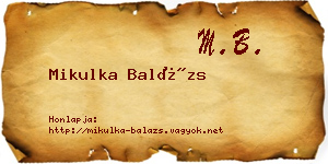Mikulka Balázs névjegykártya